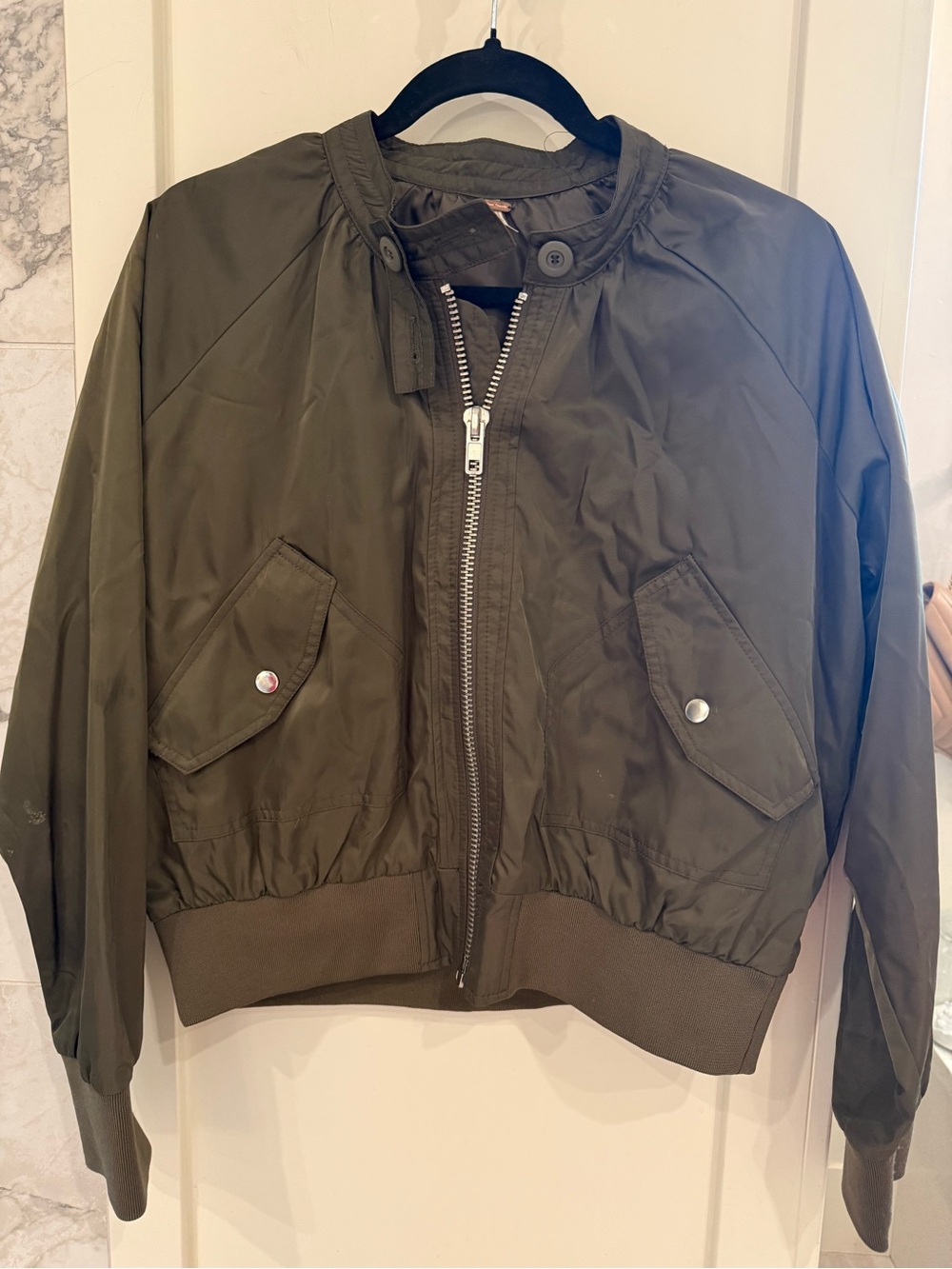 Free People Olive Green Men's Bomber Jacket